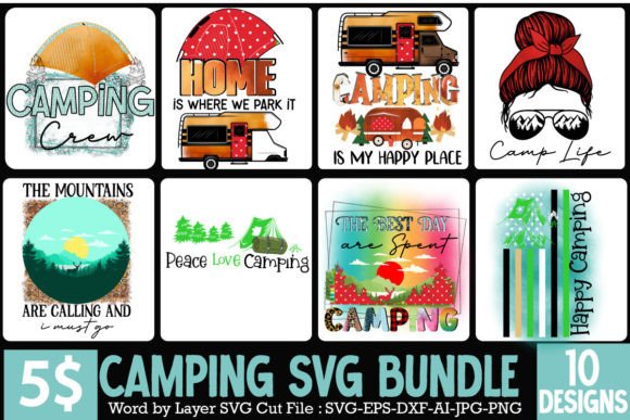 Camping Subimation Bundle: Graphics for T-Shirt Designs