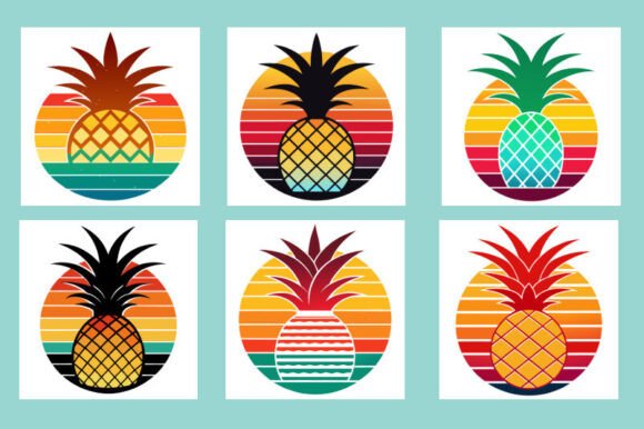Retro Pineapple Silhouette T-Shirt SVG Graphics