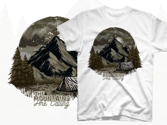 The Mountains Are Calling Camping Tshirt Graphics