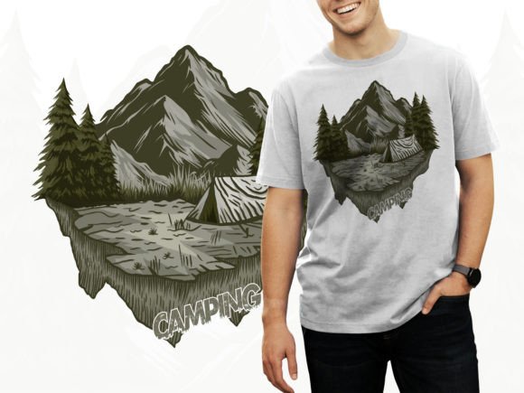 Vintage Mountain Camping T Shirt Design Graphics