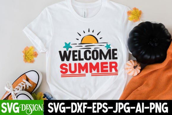 Welcome Summer SVG Cut File: Graphics for T-Shirt Designs
